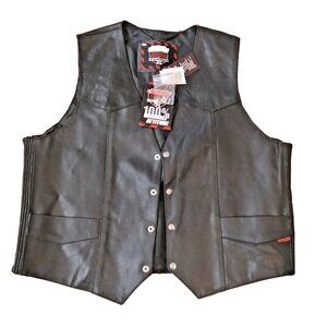 Interstate Black Leather Mens Motorcycle Vest Size 3XL unsed NEW WITH TAGs XXXL